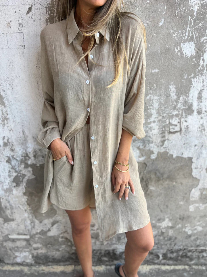 Lorelie | Two Piece Shirt And Shorts Set