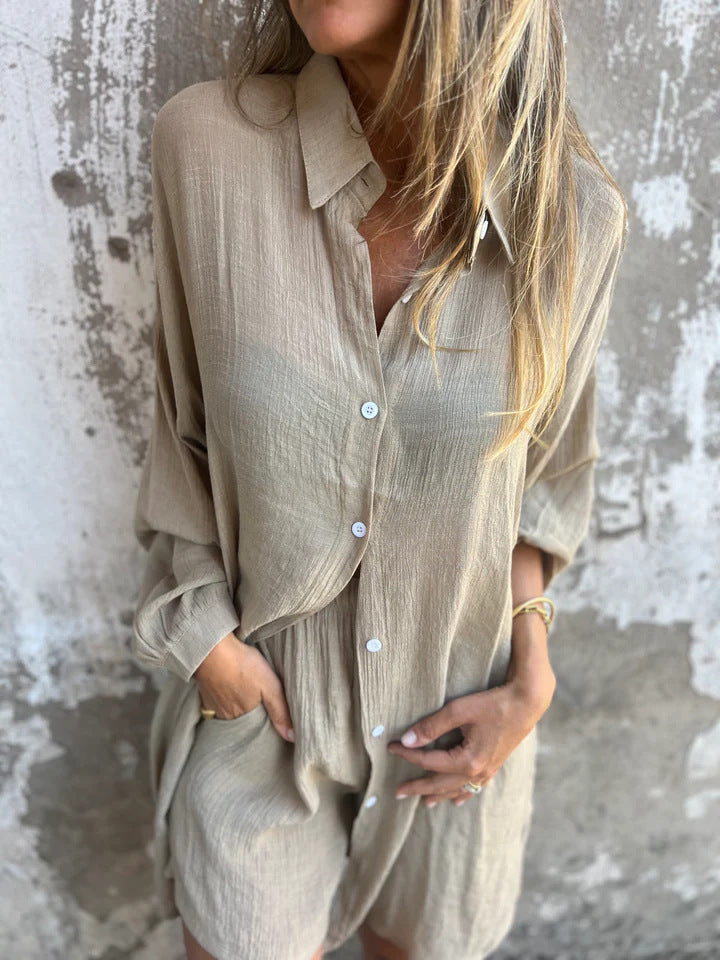 Lorelie | Two Piece Shirt And Shorts Set