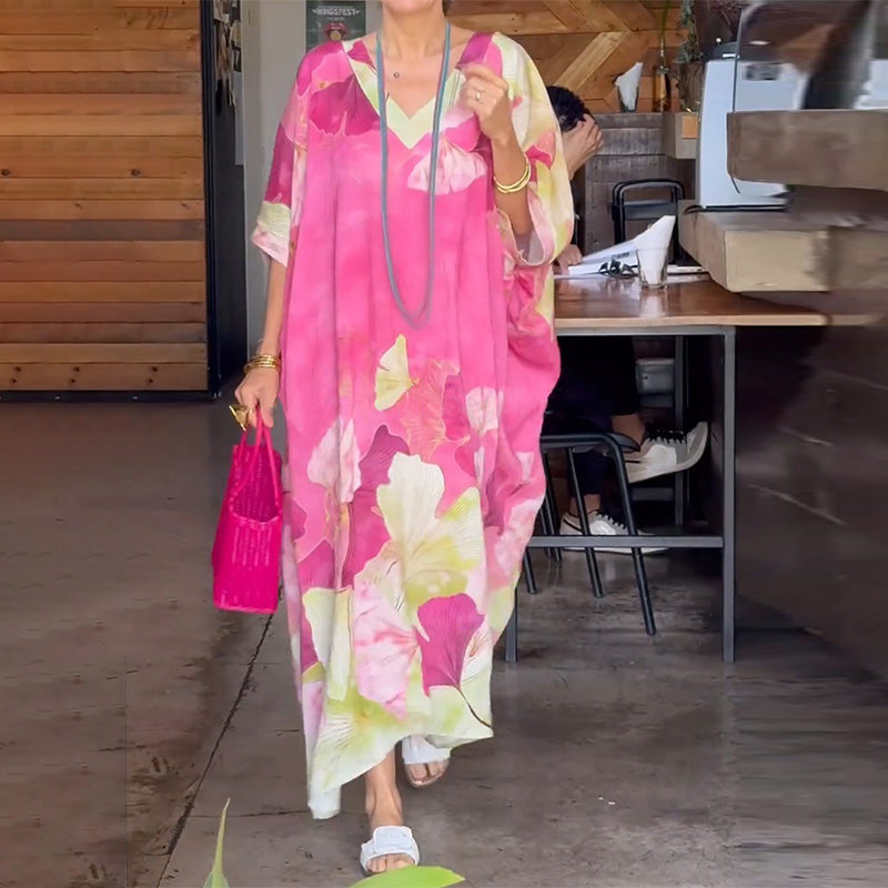 Gima - Floral V Neck Maxi Dress
