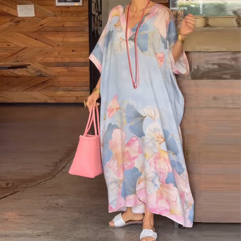 Gima - Floral V Neck Maxi Dress