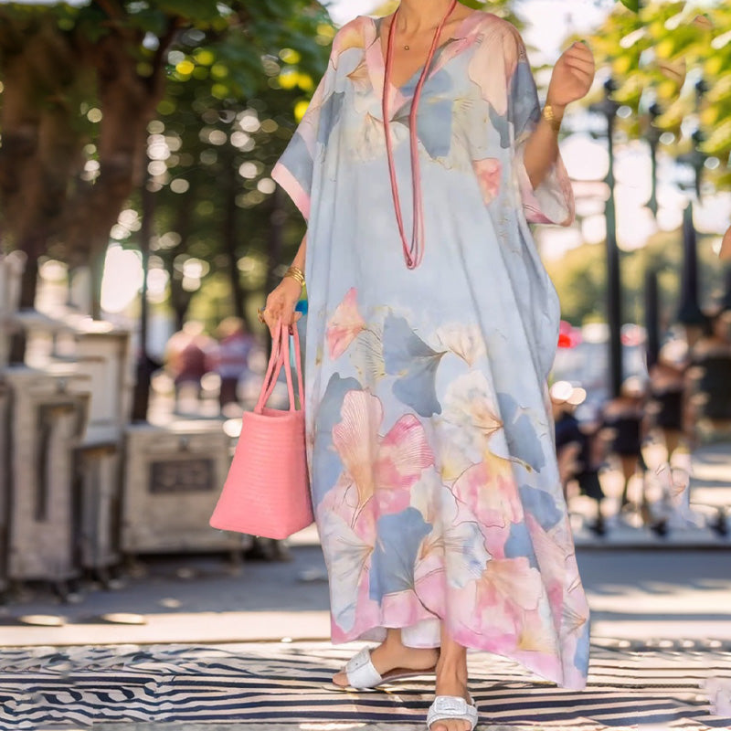 Gima - Floral V Neck Maxi Dress