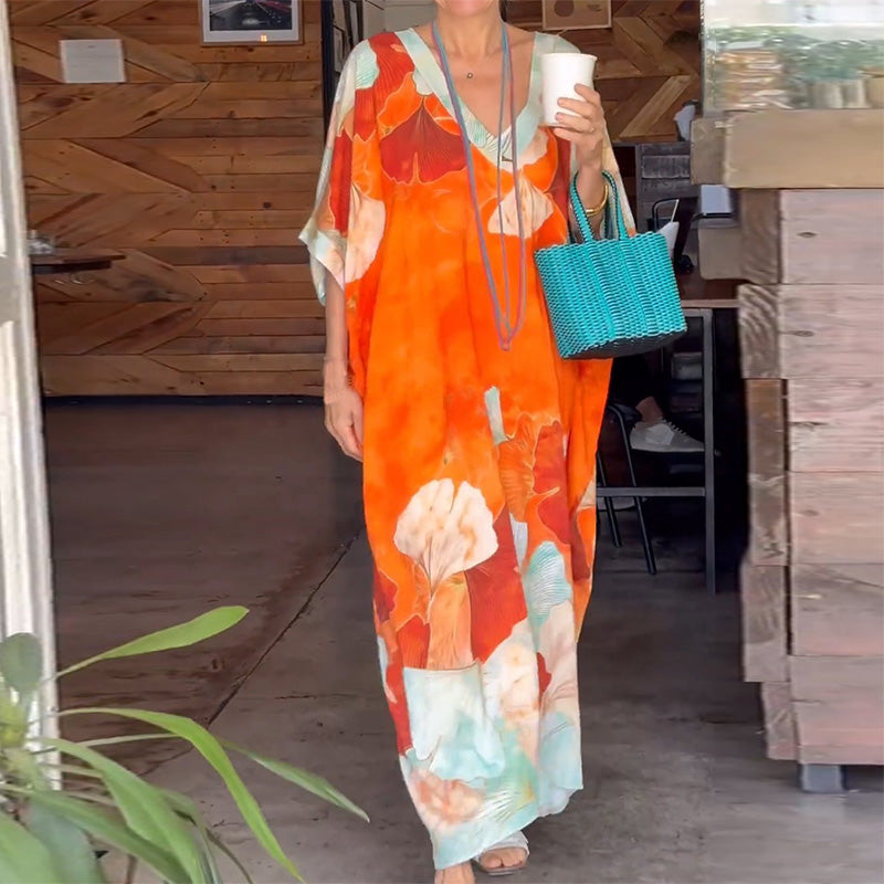 Gima - Floral V Neck Maxi Dress