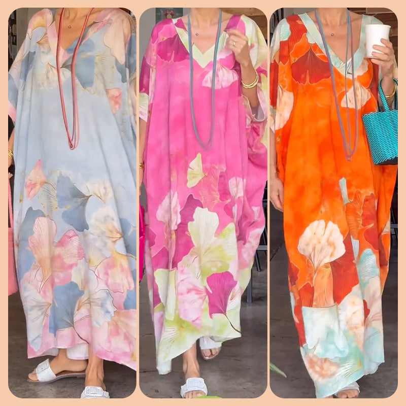 Gima - Floral V Neck Maxi Dress