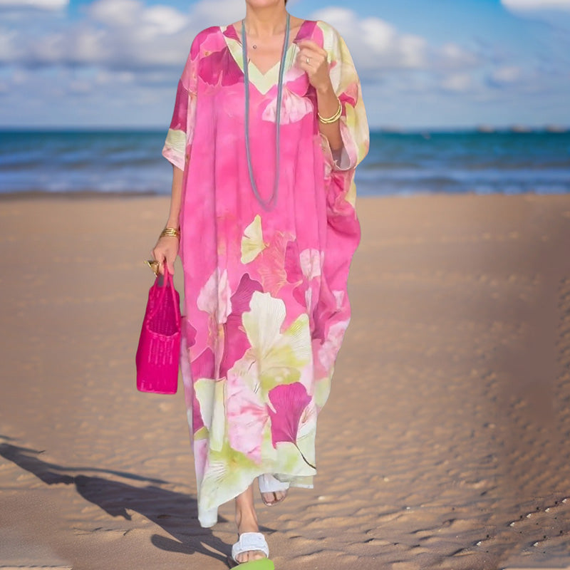 Gima - Floral V Neck Maxi Dress