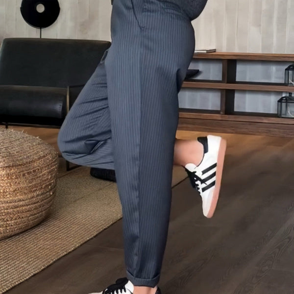 Angelina | Straight Leg Pinstripe Trousers