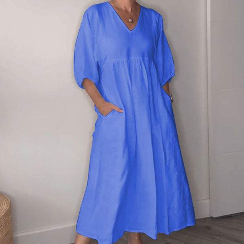 Shantel | V Neck Midi Dress With Pockets