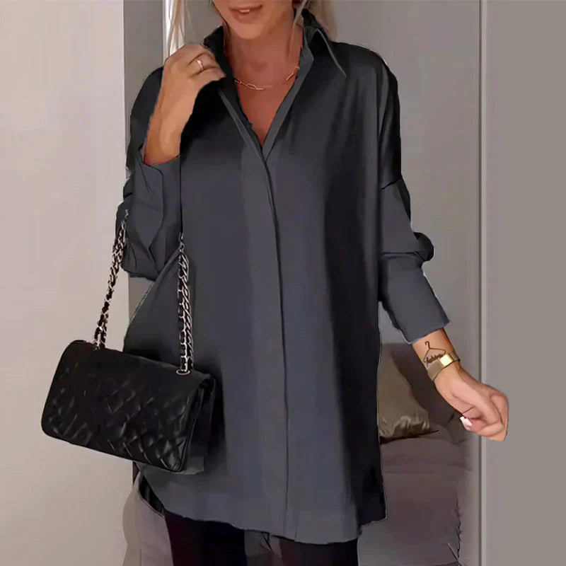 Nicky | Long Sleeve Collared Oversized Shirt Blouse