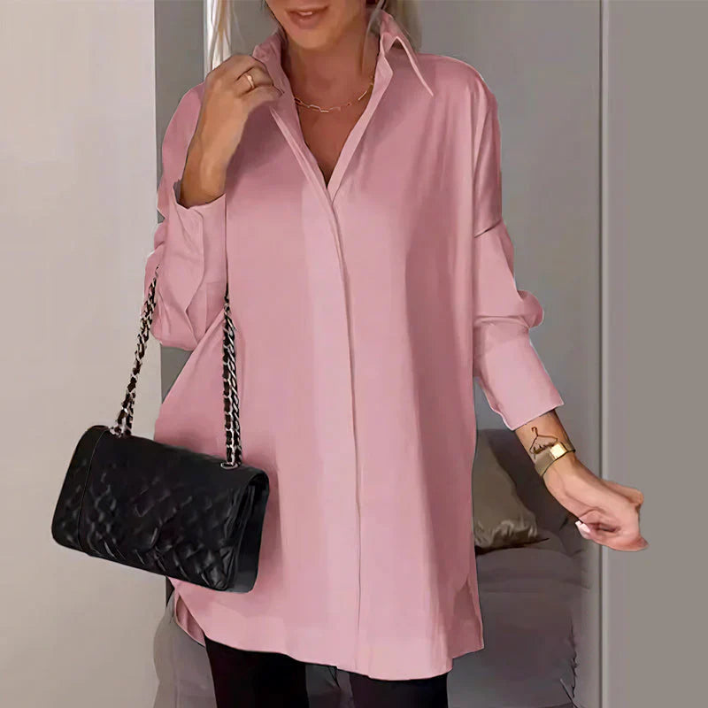 Nicky | Long Sleeve Collared Oversized Shirt Blouse