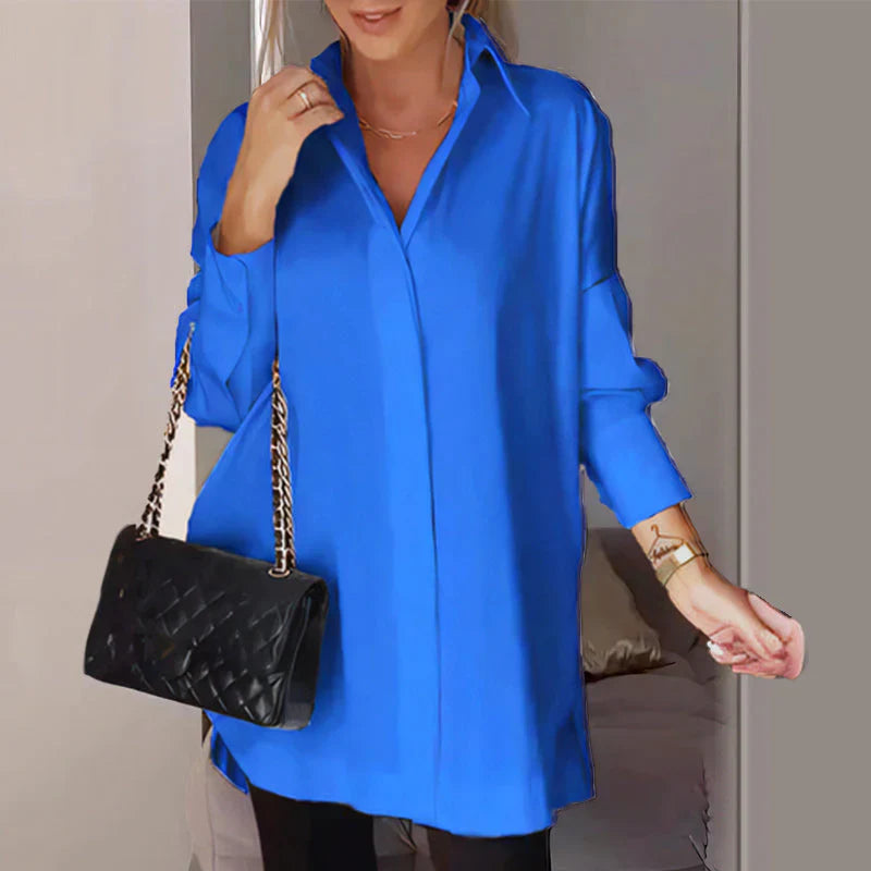 Nicky | Long Sleeve Collared Oversized Shirt Blouse