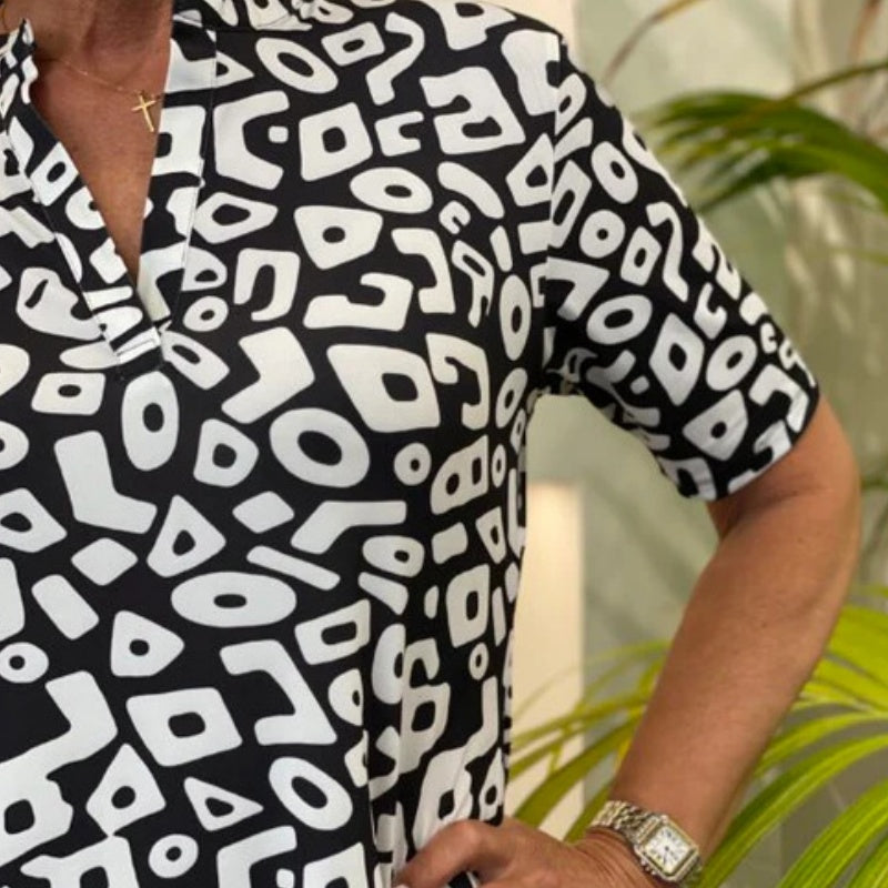 Aluna | Geometric Print Short Sleeve Mini Dress