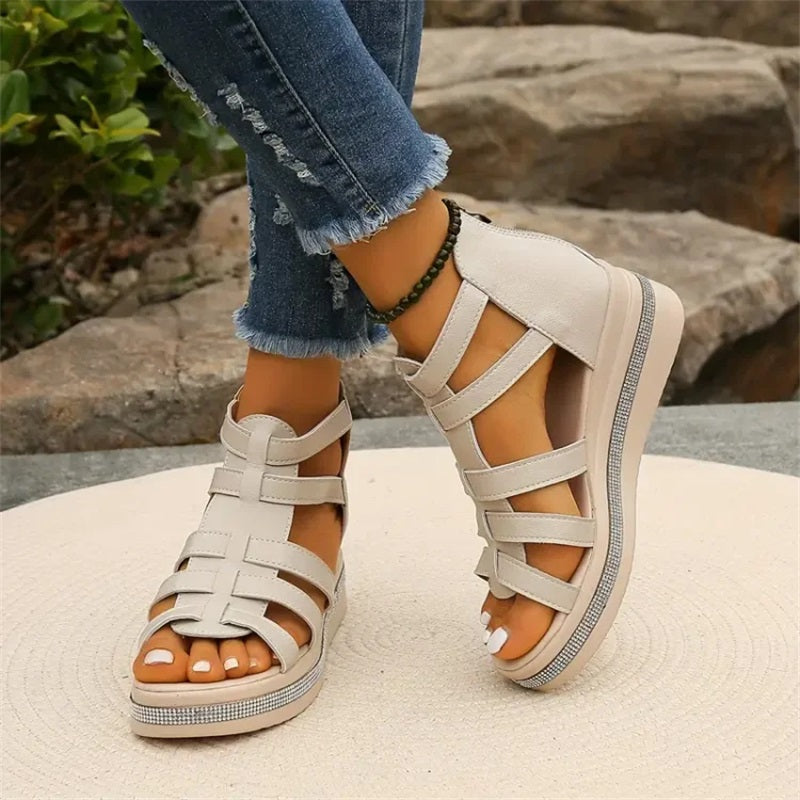 Queena | Strappy Platform Wedge Sandals