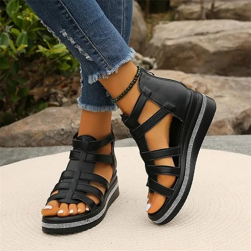 Queena | Strappy Platform Wedge Sandals
