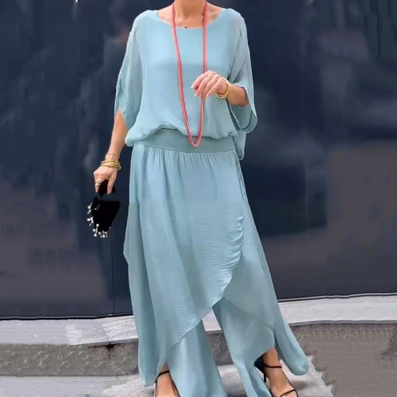 Alyson | Chiffon Batwing Sleeve Two Piece Set