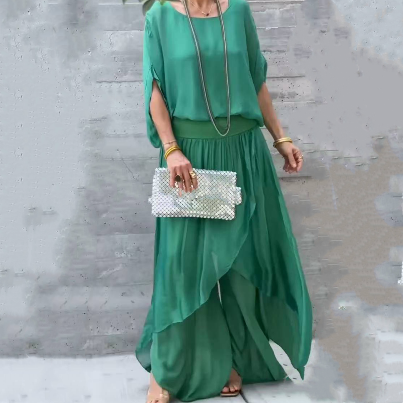 Alyson | Chiffon Batwing Sleeve Two Piece Set