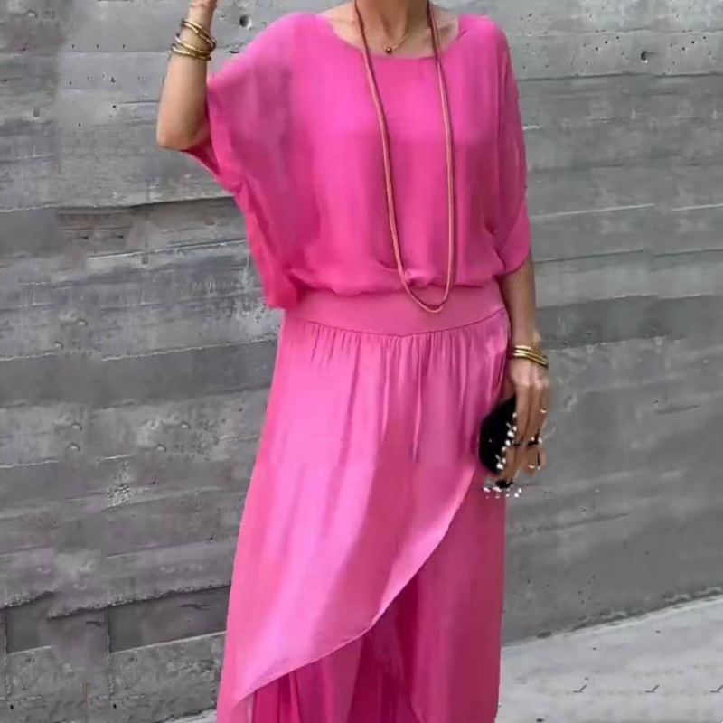 Alyson | Chiffon Batwing Sleeve Two Piece Set