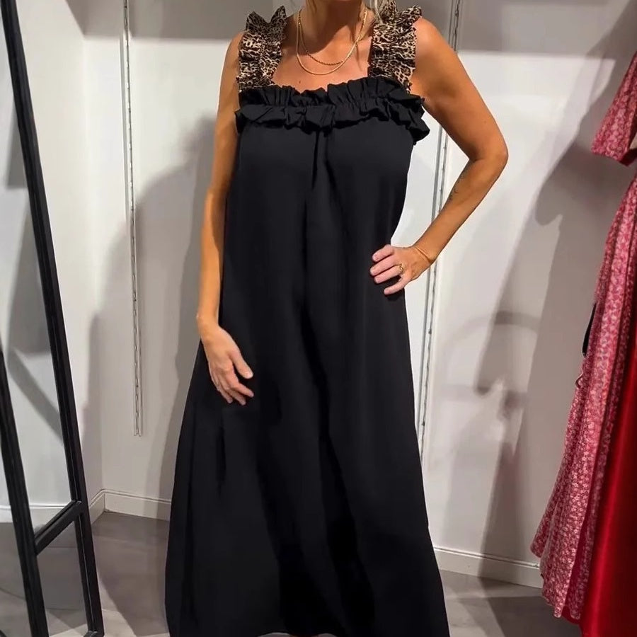 Fiola | Maxi Dress Sleeveless Ruffle Neck Pockets