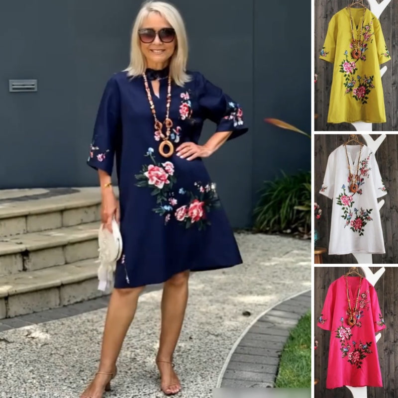 Russo | V Neck Floral Shift Dress
