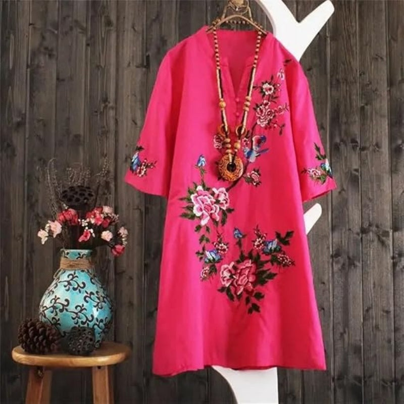 Russo | V Neck Floral Shift Dress