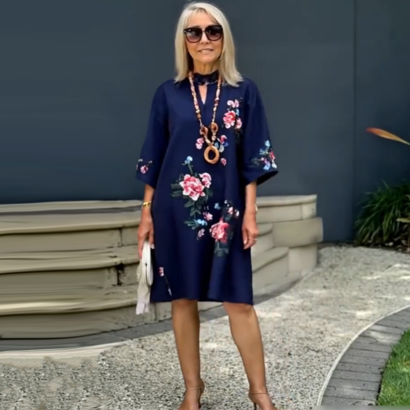 Russo | V Neck Floral Shift Dress