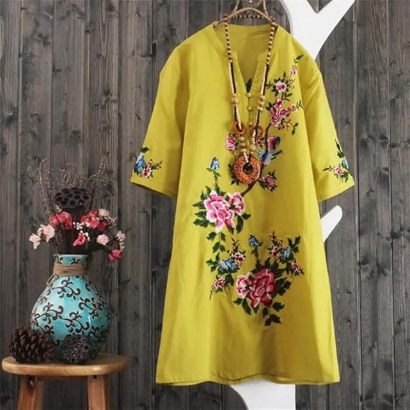Russo | V Neck Floral Shift Dress