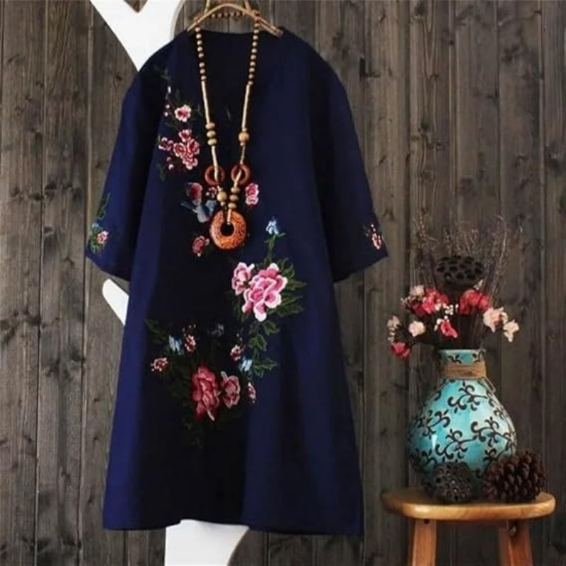 Russo | V Neck Floral Shift Dress