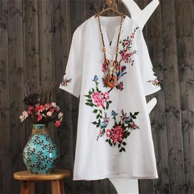 Russo | V Neck Floral Shift Dress