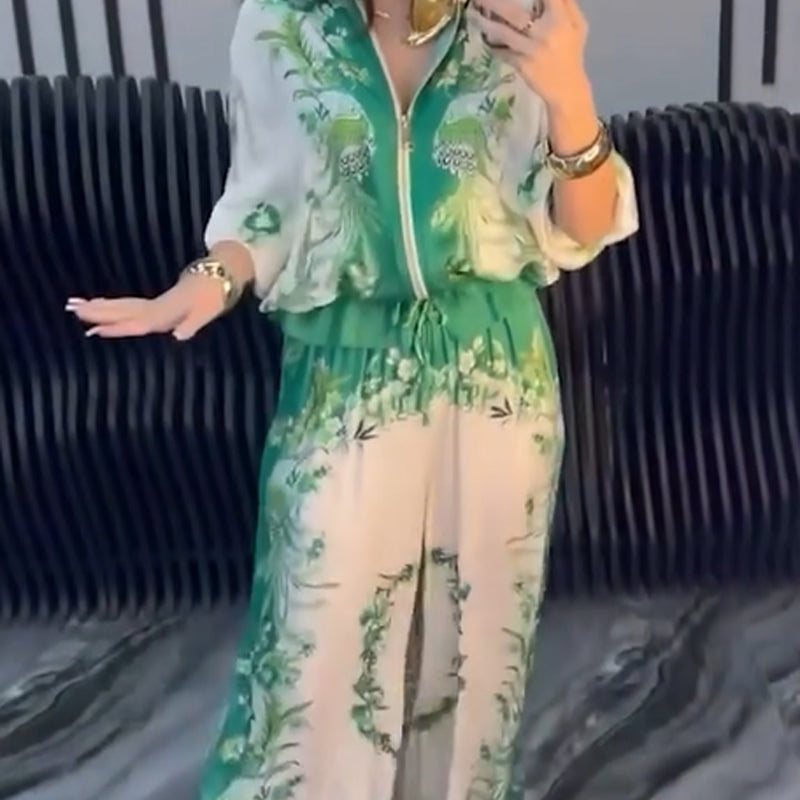 Sunmi | Floral Print Zip Front Two Piece Set