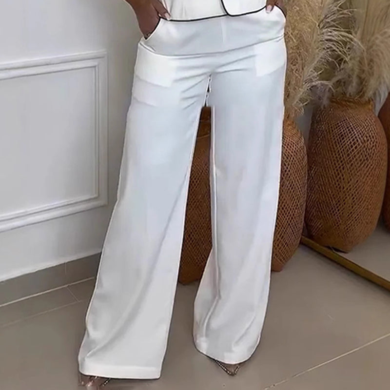 Sandy - Wide Leg Pants and Button Front Set