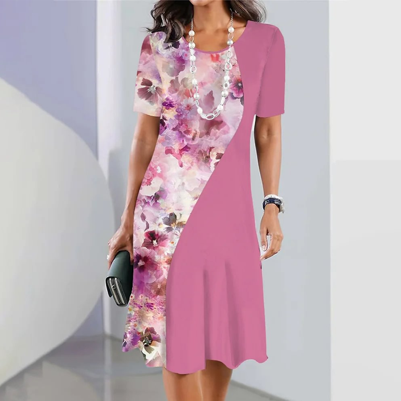 Ursulla - Floral Print Short Sleeve Midi Dress