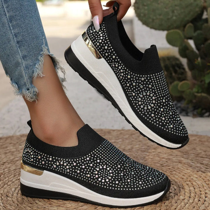 Haylay - Slip On Rhinestone Platform Sneakers