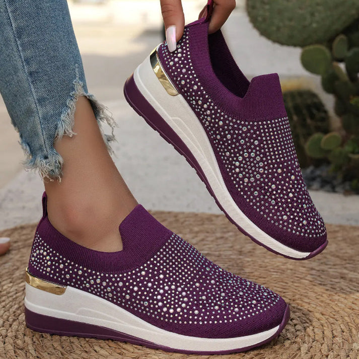 Haylay - Slip On Rhinestone Platform Sneakers