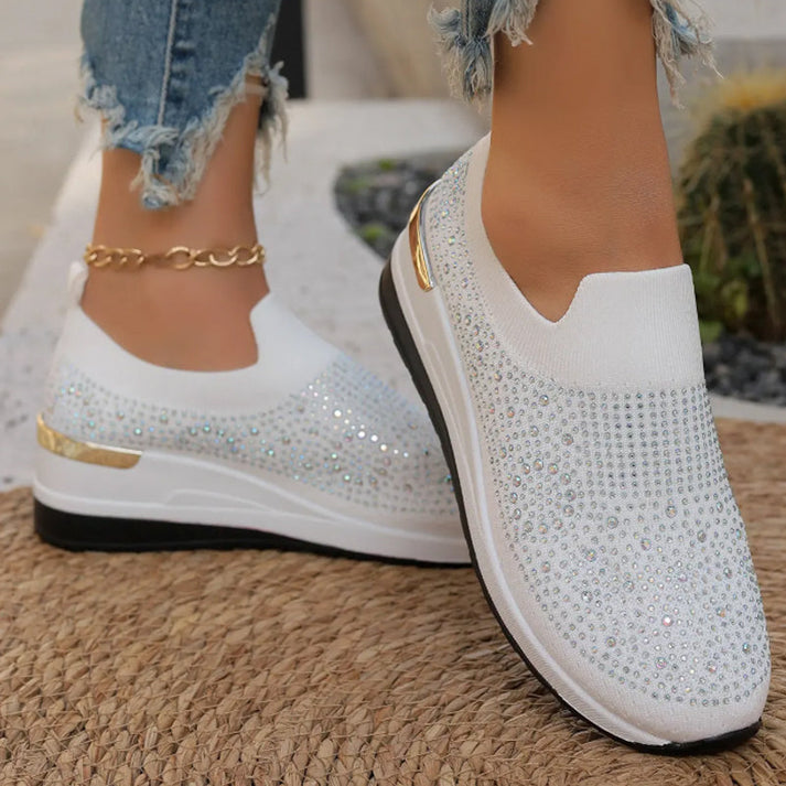 Haylay - Slip On Rhinestone Platform Sneakers
