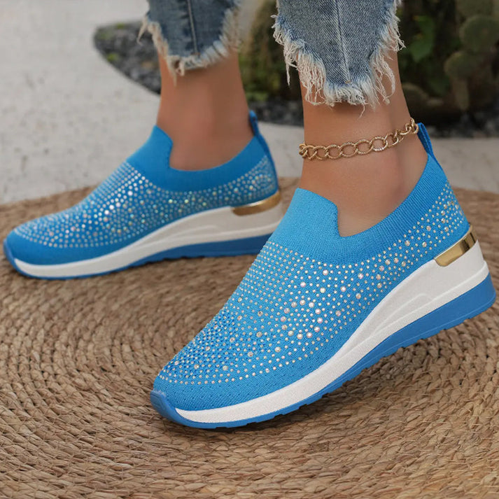 Haylay - Slip On Rhinestone Platform Sneakers