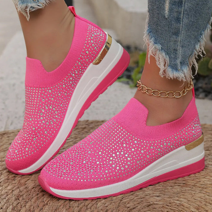 Haylay - Slip On Rhinestone Platform Sneakers