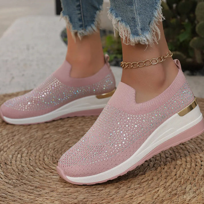 Haylay - Slip On Rhinestone Platform Sneakers