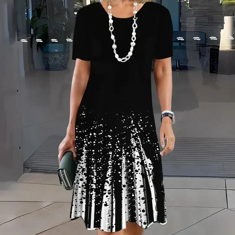 Lourah | Short Sleeve Butterfly Print Midi Dress
