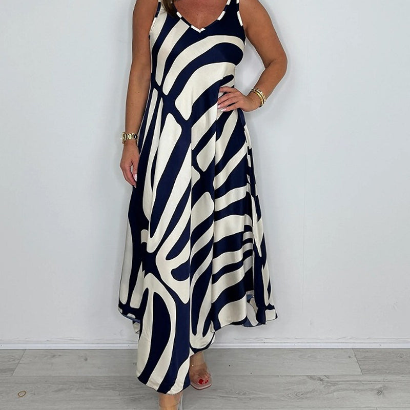 Rodica | V Neck Abstract Print Maxi Dress