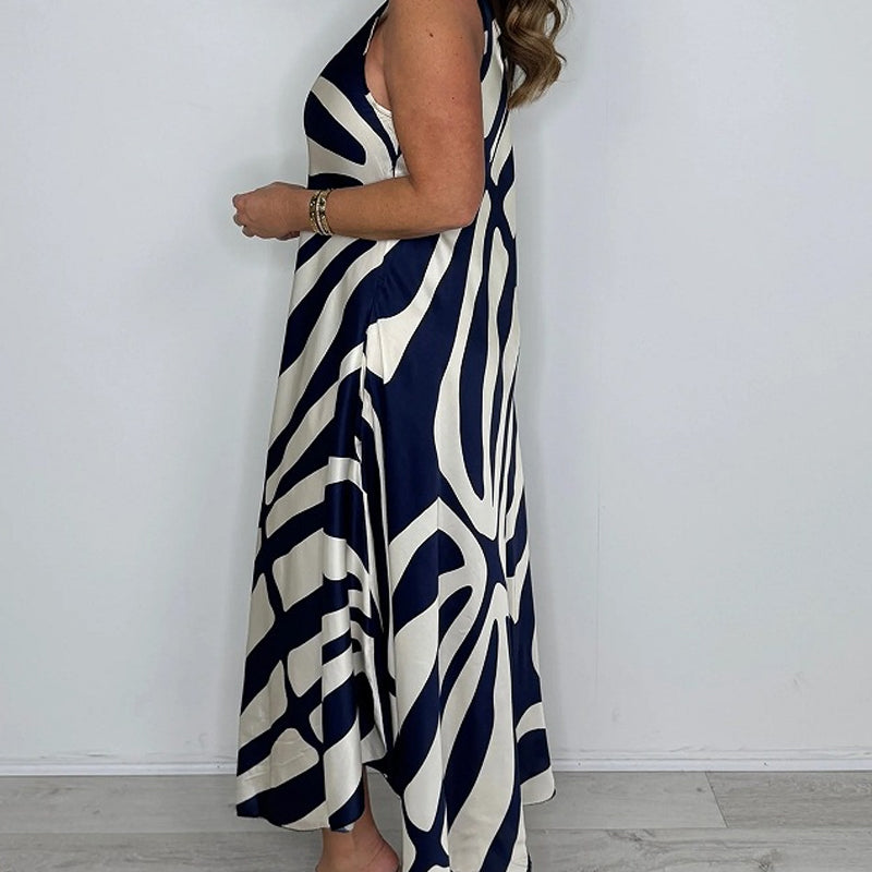 Rodica | V Neck Abstract Print Maxi Dress