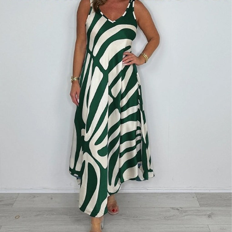 Rodica | V Neck Abstract Print Maxi Dress