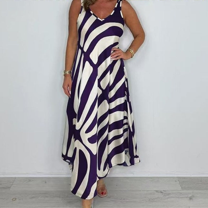 Rodica | V Neck Abstract Print Maxi Dress