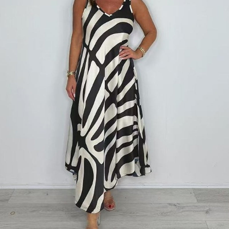 Rodica | V Neck Abstract Print Maxi Dress