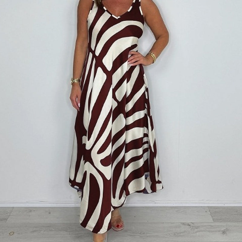 Rodica | V Neck Abstract Print Maxi Dress
