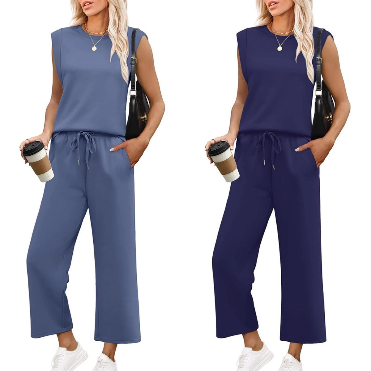 Odeta | Sleeveless Wide Leg Lounge Set