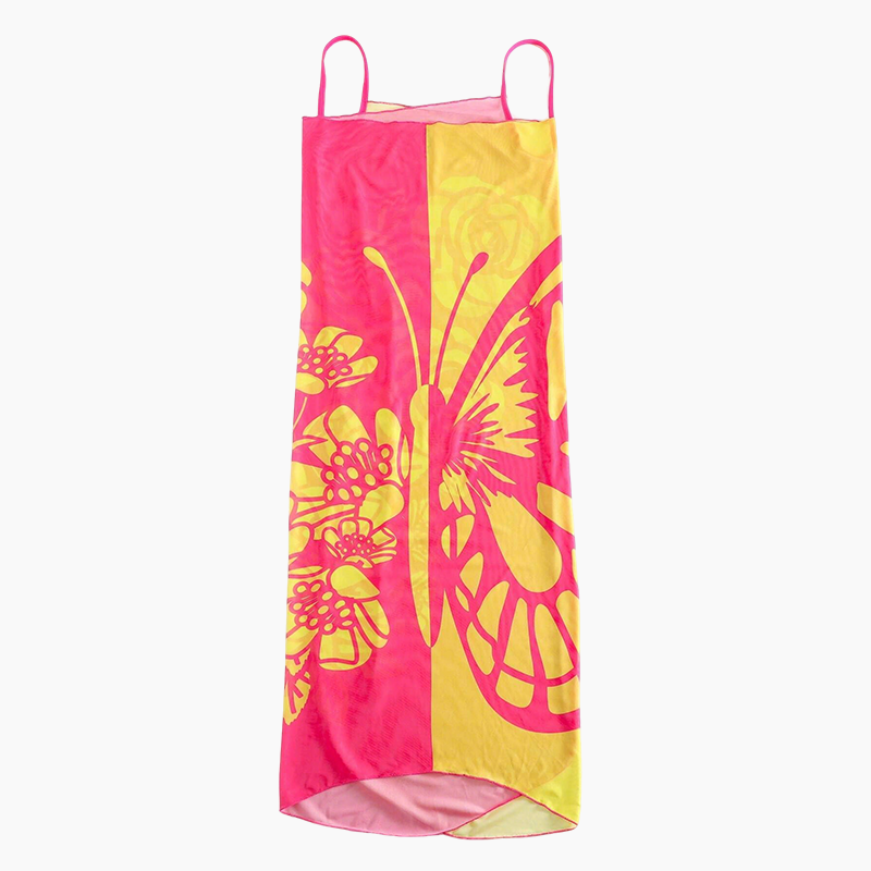 Melora | Butterfly Print Halter Swimsuit Cover Up Dress