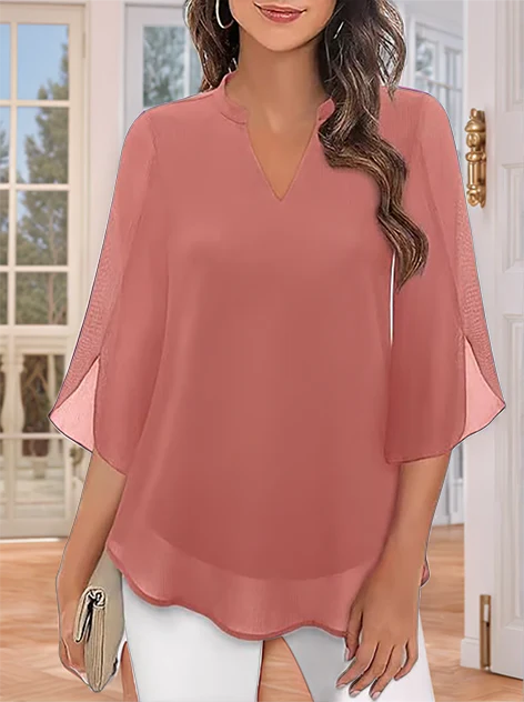 Styliani | Chiffon Split Sleeve Blouse