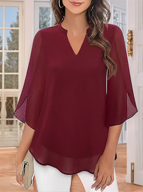 Styliani | Chiffon Split Sleeve Blouse