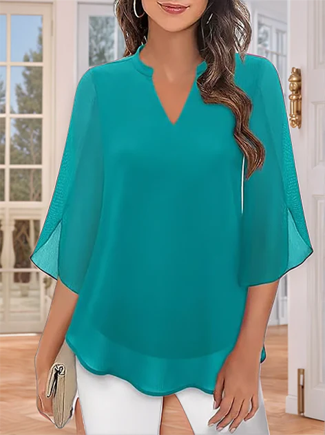 Styliani | Chiffon Split Sleeve Blouse