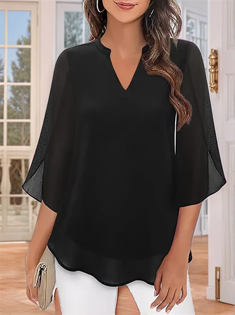 Styliani | Chiffon Split Sleeve Blouse
