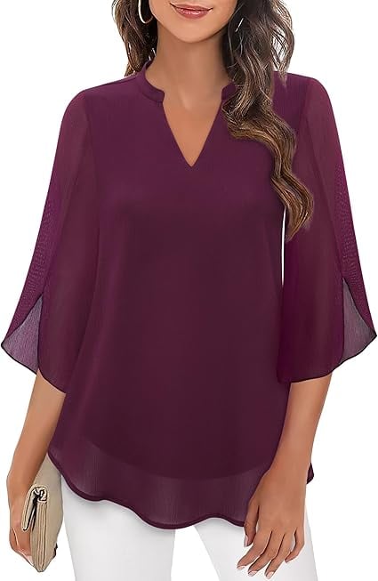 Styliani | Chiffon Split Sleeve Blouse