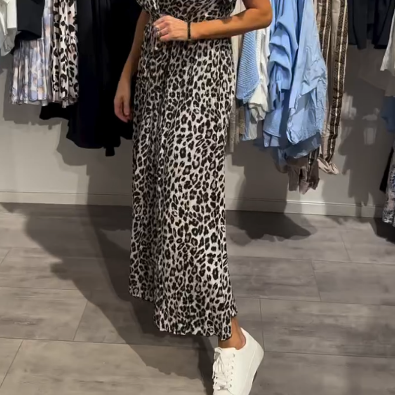 Sirina | Maxi Dress Leopard Print Flutter Sleeve